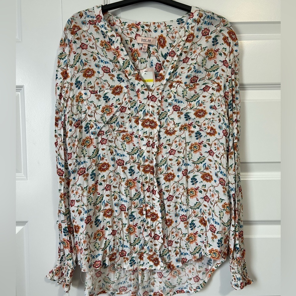 NWT Per Se Fall Floral Blouse